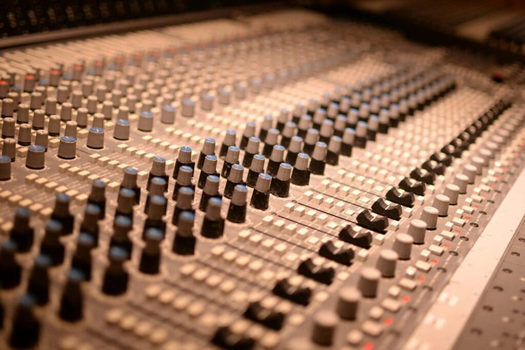 Close up photo of a mixing desk
